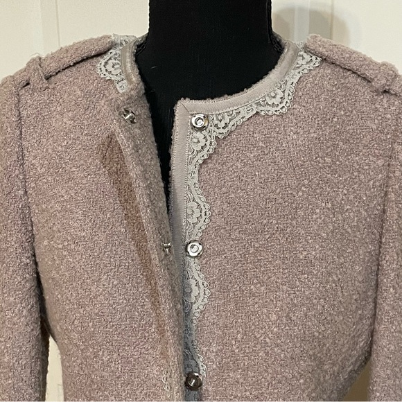Banana Republic Lace Trim Mauve Wool Blend Blazer Jacket Women's Sz 2 - Picture 6 of 13